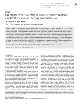 The Melanocortin-4 Receptor As Target for Obesity Treatment: a Systematic Review of Emerging Pharmacological Therapeutic Options