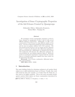 Investigation of Some Cryptographic Properties of the 8X8 S-Boxes Created by Quasigroups