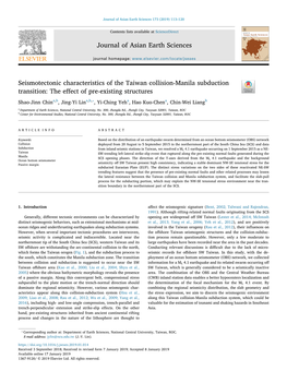 Seismotectonic Characteristics of the Taiwan Collision-Manila Subduction Transition the Effect of Pre-Existing Structures