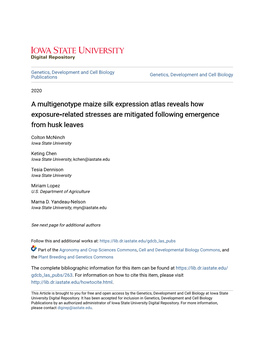 A Multigenotype Maize Silk Expression Atlas Reveals How Exposureâ