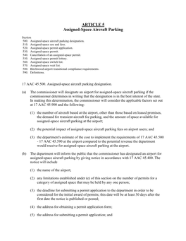 ARTICLE 5 Assigned-Space Aircraft Parking