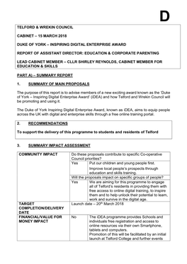 Draft Cabinet Report Format