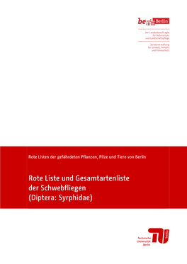 Rote Liste Und Gesamtartenliste Der Schwebfliegen (Diptera: Syrphidae)