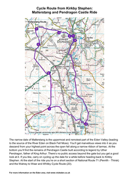 Cycle Route from Kirkby Stephen: Mallerstang and Pendragon Castle Ride