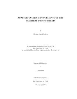 Analysis-Guided Improvements of the Material Point Method