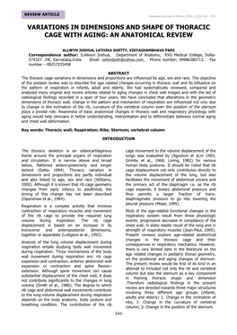 Variations in Dimensions and Shape of Thoracic Cage with Aging: an Anatomical Review