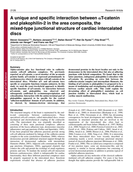 A Unique and Specific Interaction Between Αt-Catenin and Plakophilin