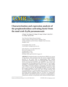 Characterization and Expression Analysis of the Prophenoloxidase Activating Factor from the Mud Crab Scylla Paramamosain