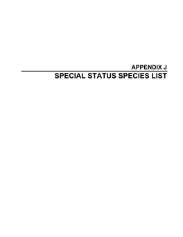 Special Status Species List