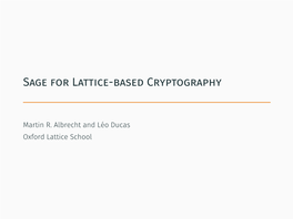 Sage for Lattice-Based Cryptography