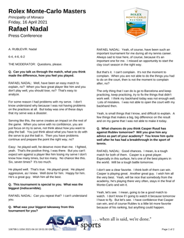 Rafael Nadal Press Conference