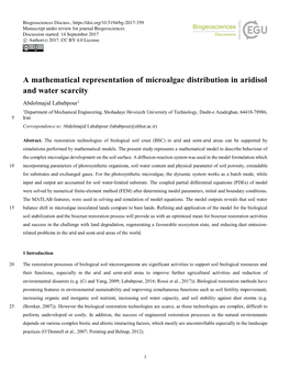 A Mathematical Representation of Microalgae