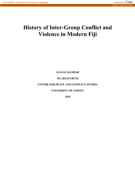 History of Inter-Group Conflict and Violence in Modern Fiji
