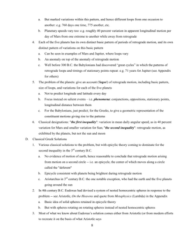 Class 1: Overview of the Course; Ptolemaic Astronomy