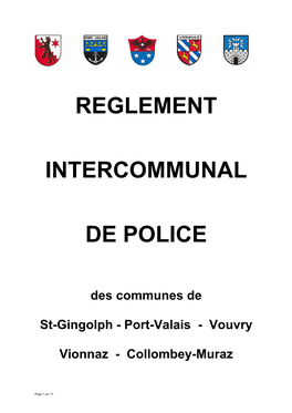 Reglement Intercommunal De Police