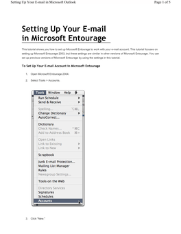 Setting up Your E-Mail in Microsoft Entourage