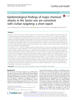 Epidemiological Findings of Major Chemical Attacks in the Syrian War Are Consistent with Civilian Targeting: a Short Report Jose M