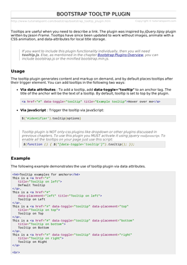 Bootstrap Tooltip Plugin