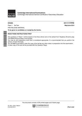 Cambridge International Examinations Cambridge International General Certificate of Secondary Education