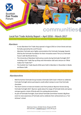 Local Fair Trade Activity Report – April 2016 – March 2017