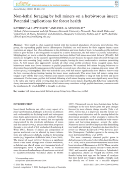 Non-Lethal Foraging by Bell Miners on a Herbivorous Insect