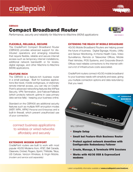Compact Broadband Router Performance, Security and Reliability for Machine-To-Machine (M2M) Applications