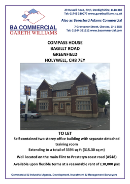 Compass House Bagillt Road Greenfield Holywell, Ch8 7Ey