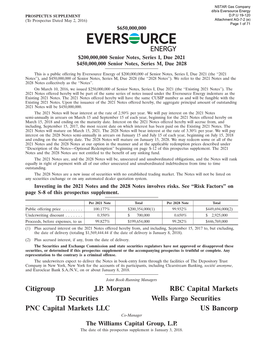 Citigroup J.P. Morgan RBC Capital Markets TD Securities Wells Fargo Securities PNC Capital Markets LLC US Bancorp Co-Manager the Williams Capital Group, L.P