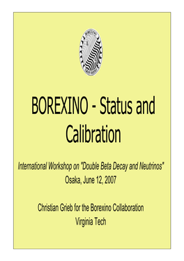 BOREXINO - Status and Calibration
