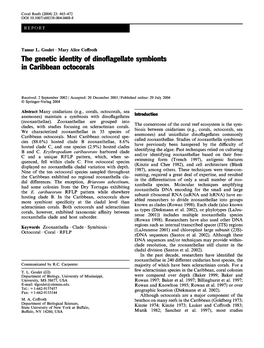 The Genetic Identity of Dinoflagellate Symbionts in Caribbean Octocorals