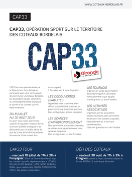 Cap33, Opération Sport Sur Le Territoire Des Coteaux Bordelais