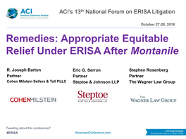 Remedies: Appropriate Equitable Relief Under ERISA After Montanile