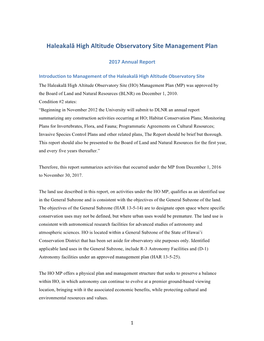 2017 Report on the Haleakalā High Altitude Observatory Site