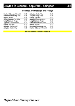 Timetables: South Oxfordshire Bus Services