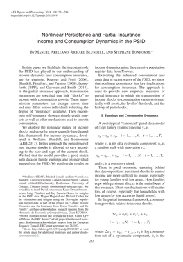 Nonlinear Persistence and Partial Insurance: Income and Consumption Dynamics in the PSID†