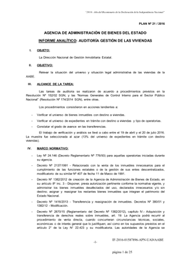 Agencia De Administración De Bienes Del Estado Informe Analítico: Auditoría Gestión De Las Viviendas