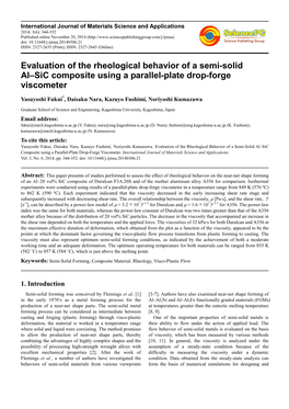 Evaluation of the Rheological Behavior of a Semi-Solid Al–Sic Composite Using a Parallel-Plate Drop-Forge Viscometer
