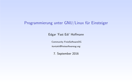 Programmierung Unter GNU/Linux Für Einsteiger