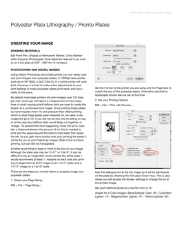 Polyester Plate Lithography / Pronto Plates