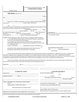 CONDOMINIUM DEED Document Number