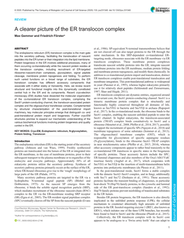 A Clearer Picture of the ER Translocon Complex Max Gemmer and Friedrich Förster*