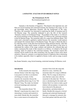 A SEMANTIC ANALYSIS on ED SHEERAN SONGS Ika