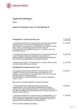 Ugeplan for Folketinget