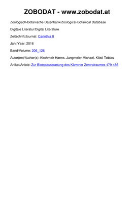 Zur Biotopausstattung Des Kärntner Zentralraumes 479-486 Carinthia II N 206./126