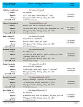 Senate & Assembly Members Email List (PDF; 674KB)