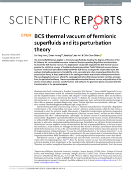 BCS Thermal Vacuum of Fermionic Superfluids and Its Perturbation Theory