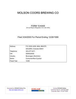 Molson Coors Brewing Co