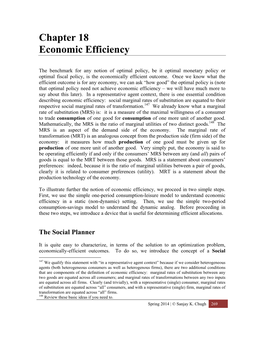 Chapter 18 Economic Efficiency