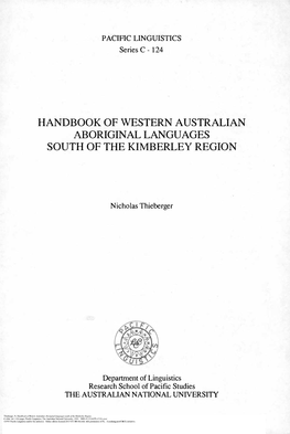 Handbook of Western Australian Aboriginal Languages South of the Kimberley Region