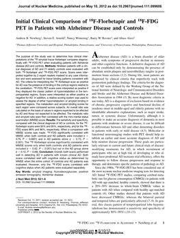 Initial Clinical Comparison of 18F-Florbetapir and 18F-FDG PET in Patients with Alzheimer Disease and Controls